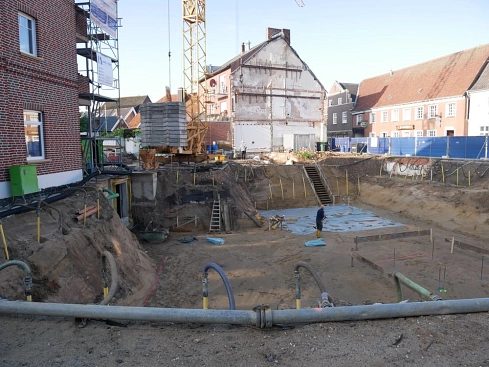 Blick auf die Baustelle Hohe Straße, wo das Hotel gebaut wird. © Stadt Rhede