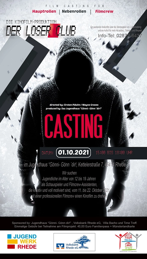Plakat zum Casting Filmprojekt Loser-Club © Jugendwerk Rhede e.V.